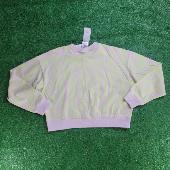 Adidas Women's Tiger Striped Sweatshirt Size Medium Yellow Pink 100% Cotton New - Picture 8 of 8